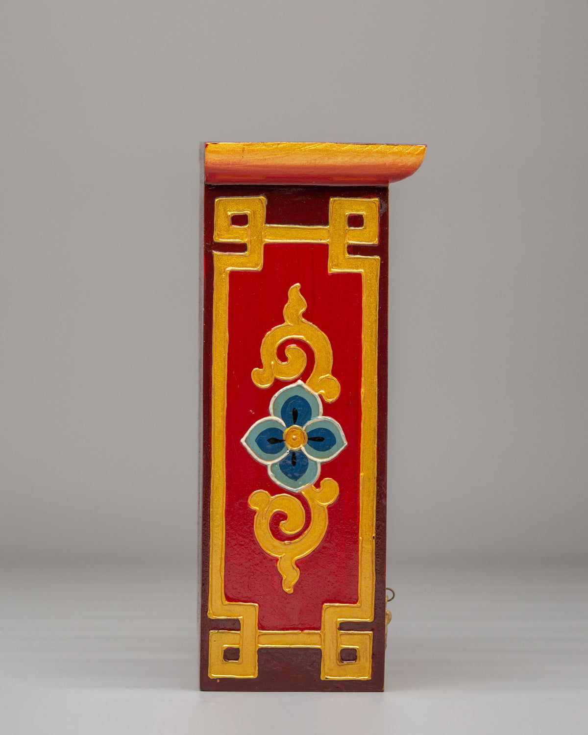 Medicine Buddha Altar Box | Tibetan Wooden Shrine with Silver Plated Statue
