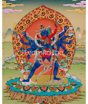 Heruka Manifestation: 12-Armed Chakrasamvara Thangka Print | Divine Yidam