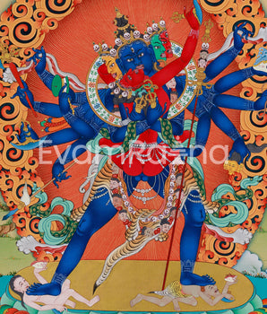 Heruka Manifestation: 12-Armed Chakrasamvara Thangka Print | Divine Yidam