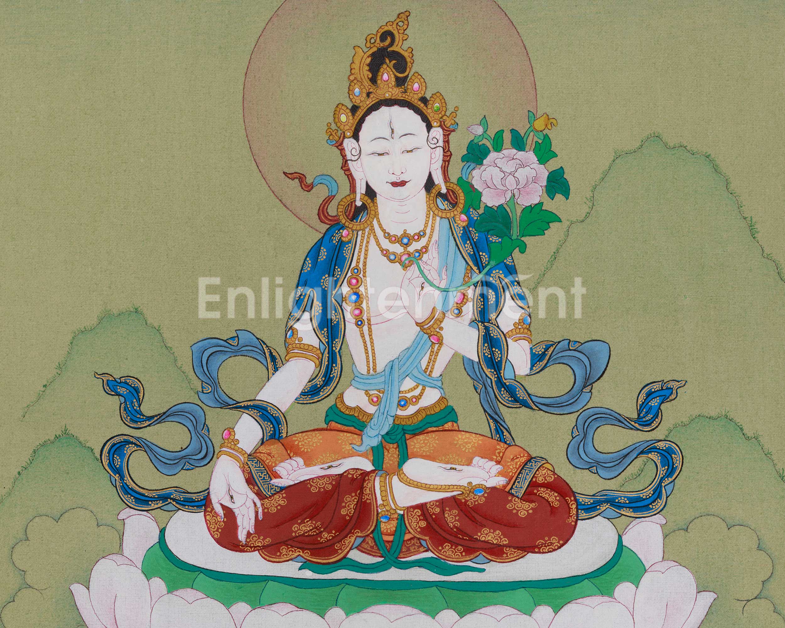 Long Life Deity White Tara Thangka | Seven-Eyed Deity | Sita Tara Artwork