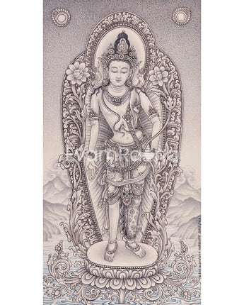 2-Armed Standing Chenrezig Thangka Print
