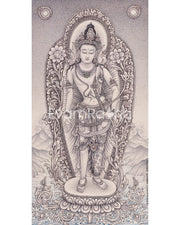 2-Armed Standing Chenrezig Thangka Print
