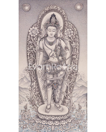2-Armed Standing Chenrezig Thangka Print