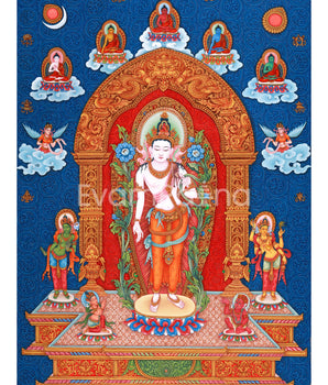 Standing Avalokiteshvara (Guanyin) Thangka Print
