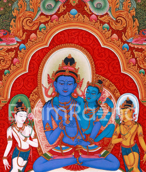 High Quality  Dorje Sempa Thangka Print | Traditional Yab-Yum Painting | Spiritual Journey with Sacred Union