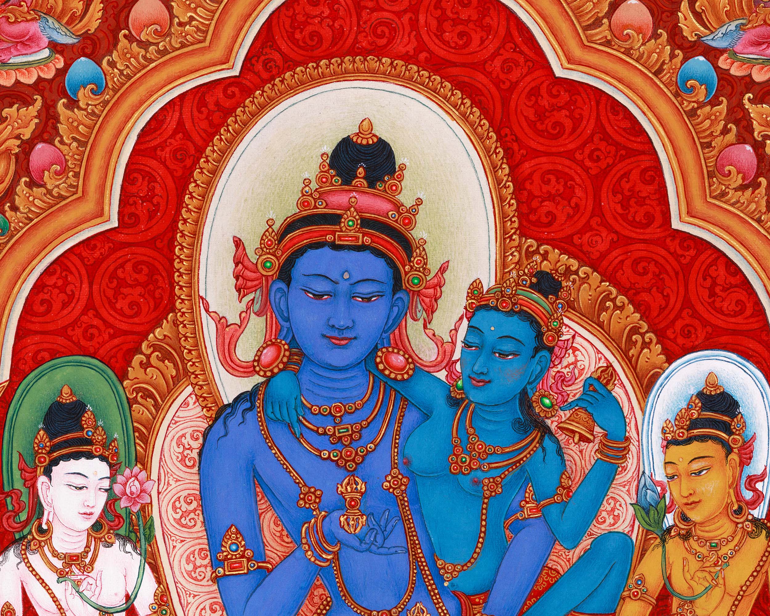 High Quality  Dorje Sempa Thangka Print | Traditional Yab-Yum Painting | Spiritual Journey with Sacred Union