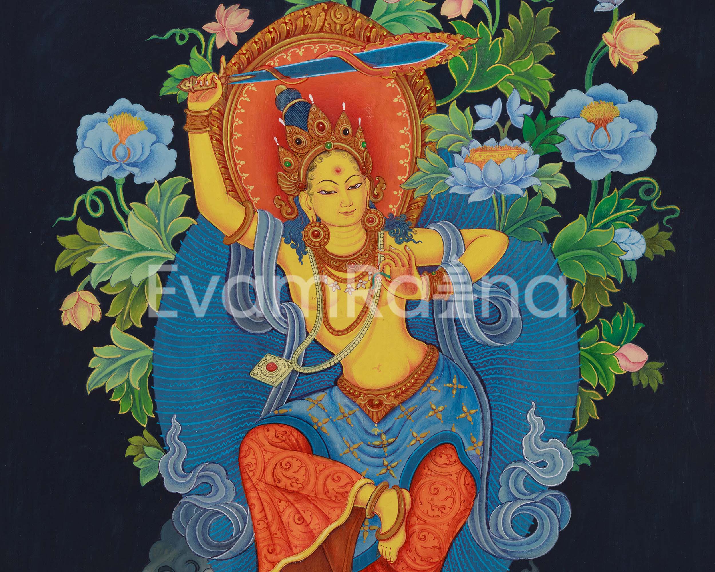 Manjushri, Deity of Wisdom: High-Quality Newari Art