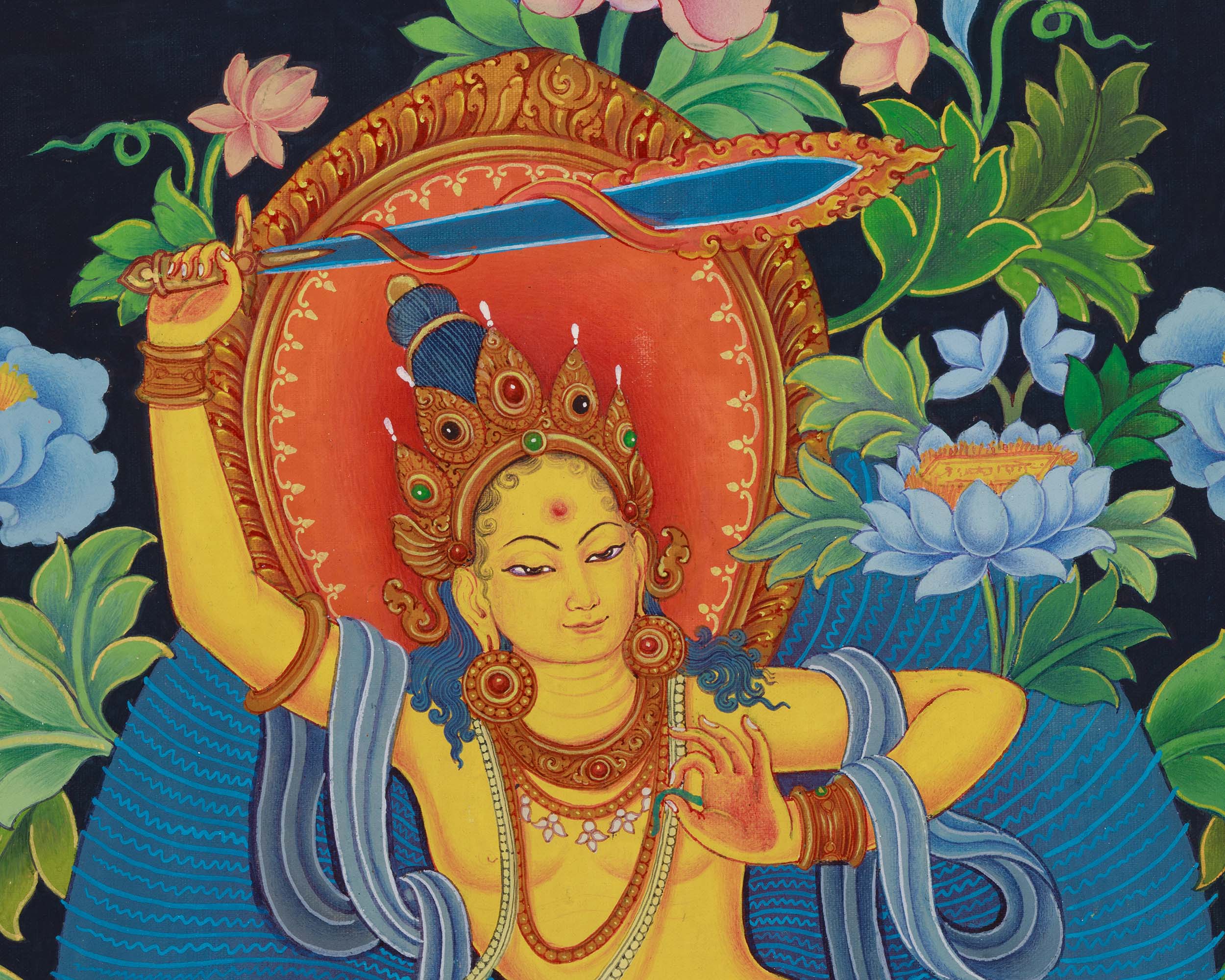 Manjushri, Deity of Wisdom: High-Quality Newari Art