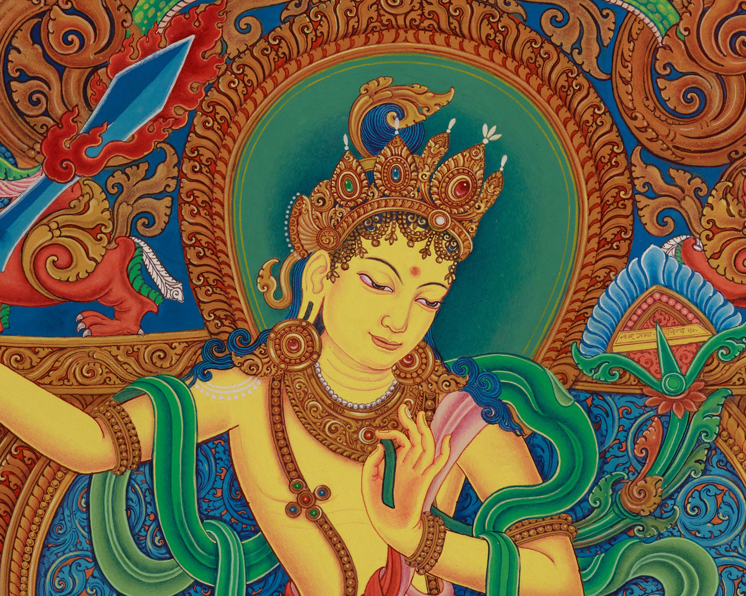 Manjushree Thangka Canvas Print | Bodhisattva of Wisdom and Knowledge
