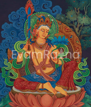 Canvas Print of Manjushri Bodhisattva | Sacred Wisdom Deity Art