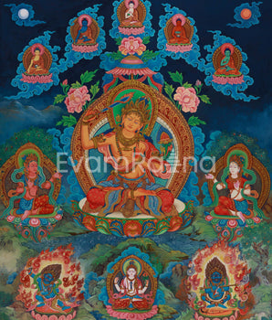 Divine Wisdom Manjushri Thangka Print