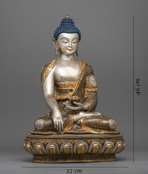 Buddha Shakyamuni Statue | Silver Plating Tibetan Style Buddhist Statue