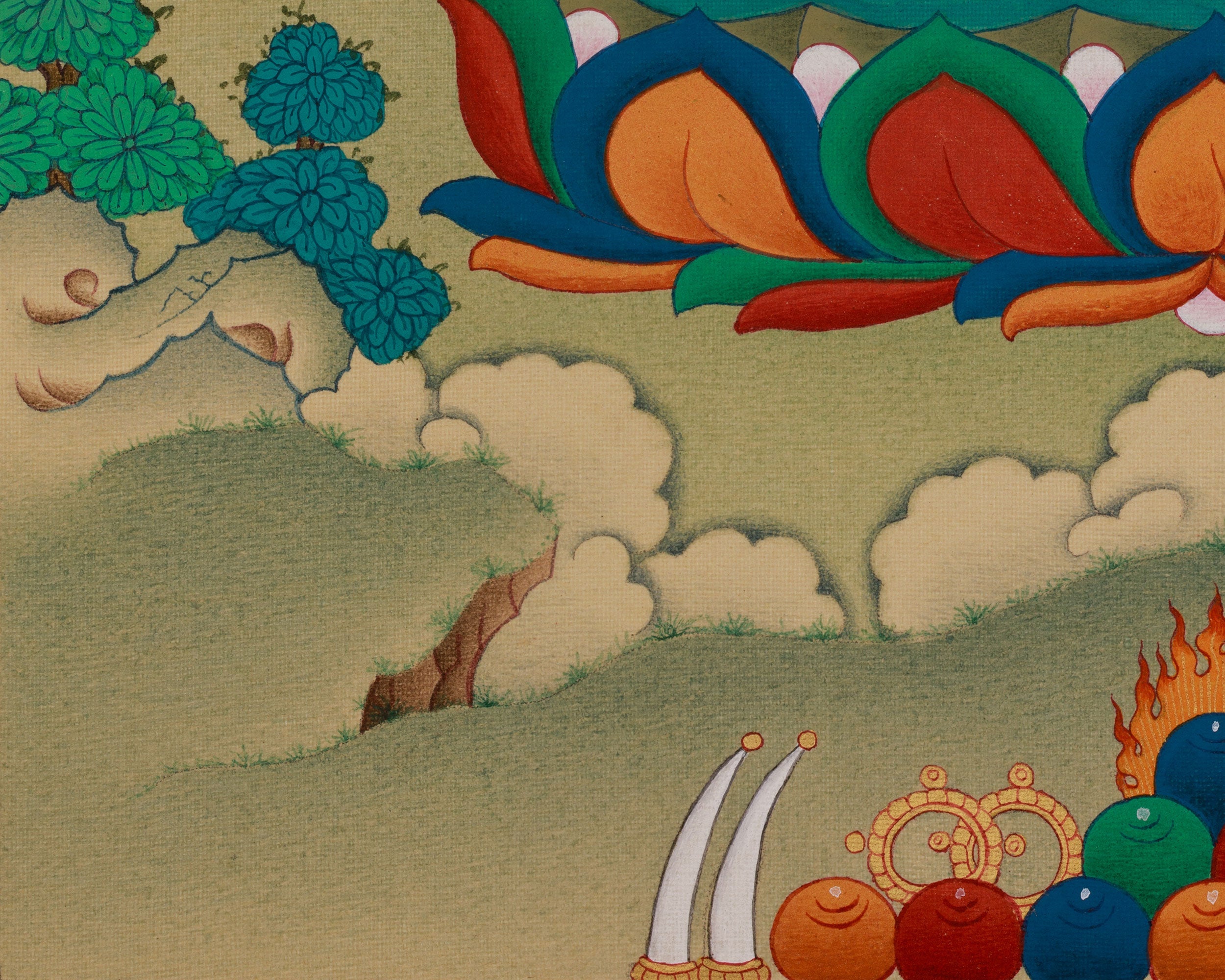 Sacred White Tara with Amitabha Buddha Thangka | Healing, Longevity, and Pure Land Peace