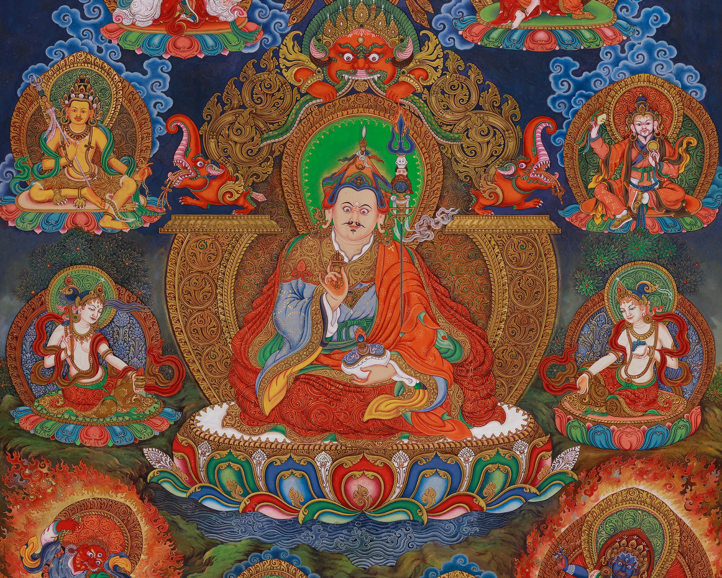 Guru Rinpoche Thangka Print | Eight Manifestations of Padmasambhava