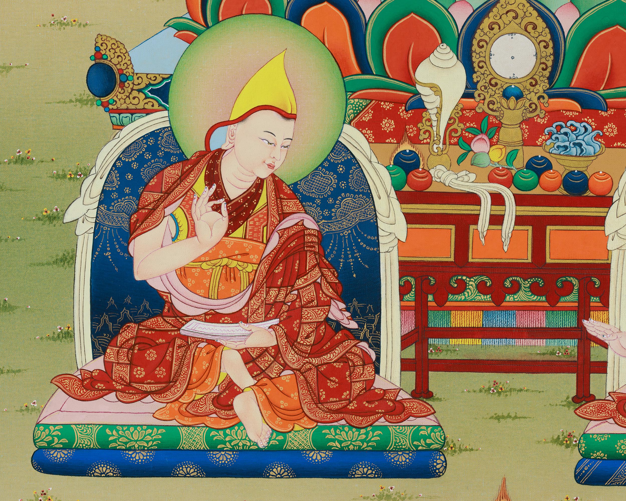 Tsongkhapa and Disciples Thangka | Gelug Tradition Print | Tibetan Buddhist Canvas Art