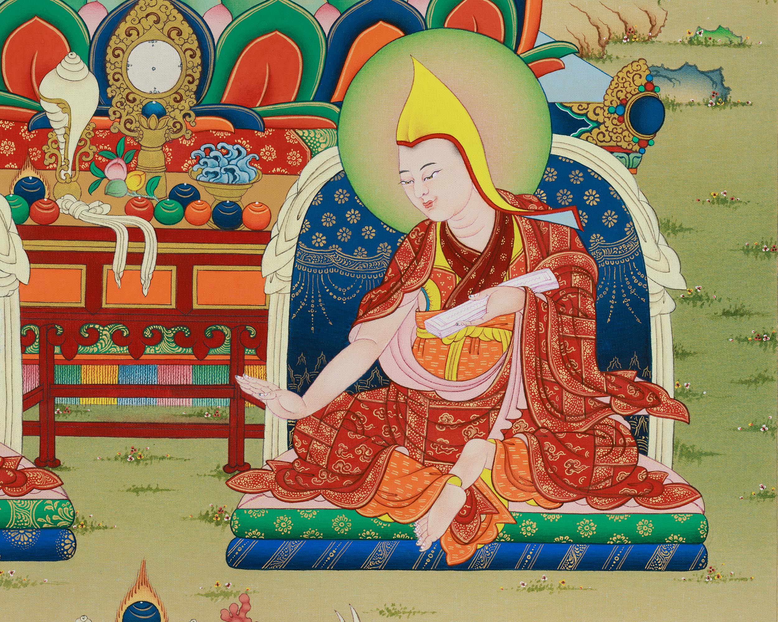 Tsongkhapa and Disciples Thangka | Gelug Tradition Print | Tibetan Buddhist Canvas Art