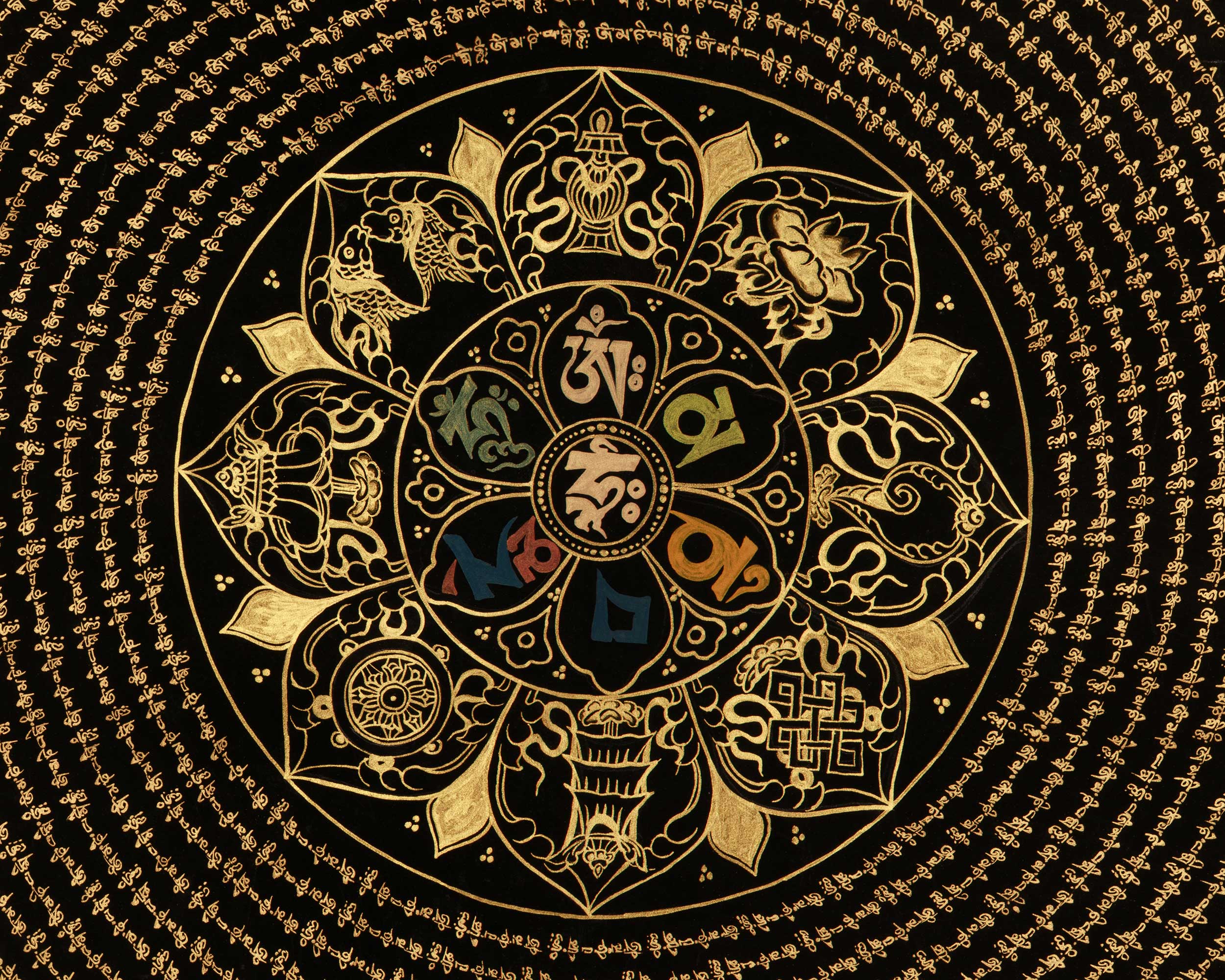 Divine Mantra Mandala Thangka | Spiritual Art for Meditation Practice