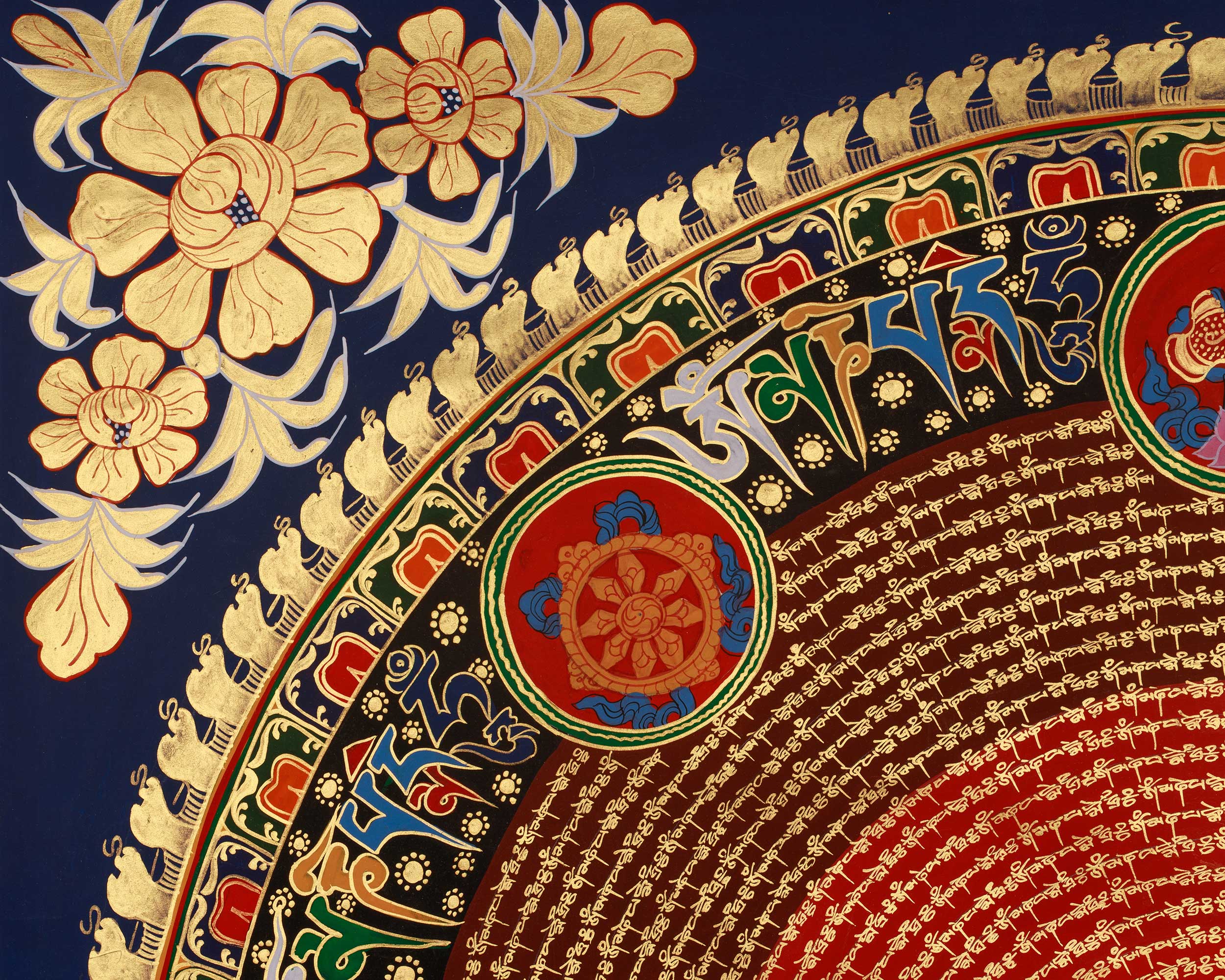 Tibetan Art of Mantra Mandala | Buddhist Meditation Artwork with Traditional Symbolism
