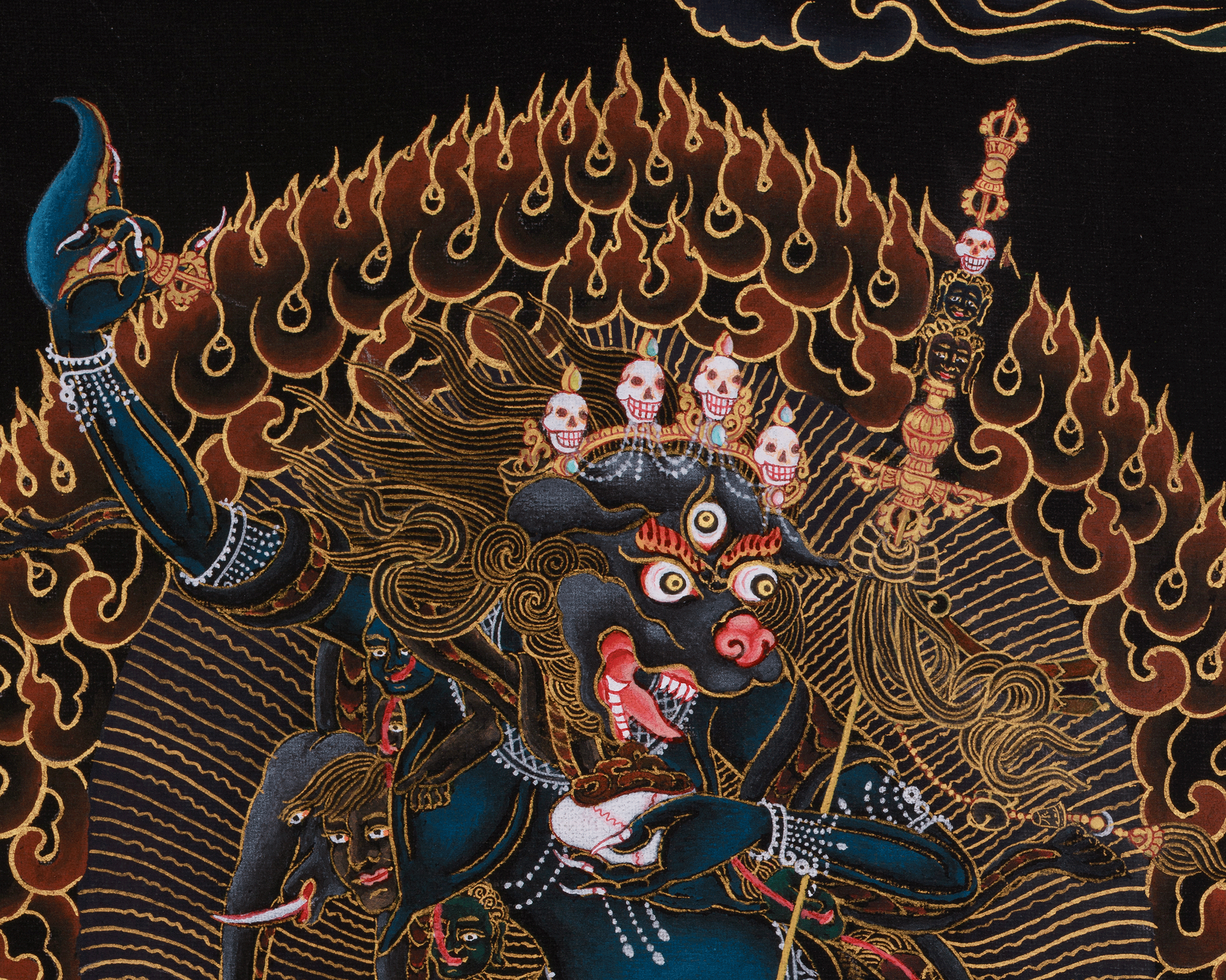 Dharma Protector Simhamukha Thangka | Wrathful Dakini | Nakthang Style