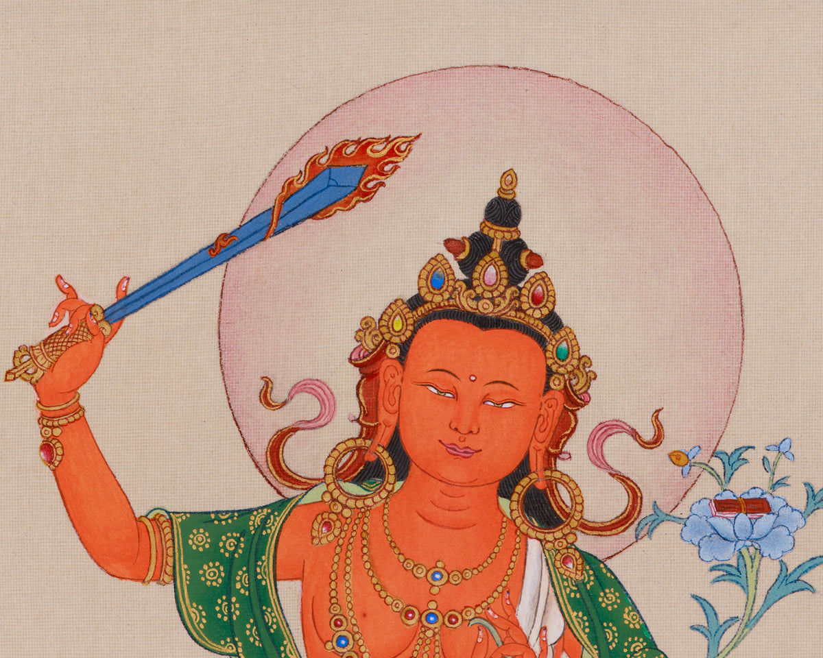 Manjushri (Jampelyang)Thangka | Embodiment of Wisdom and Enlightenment