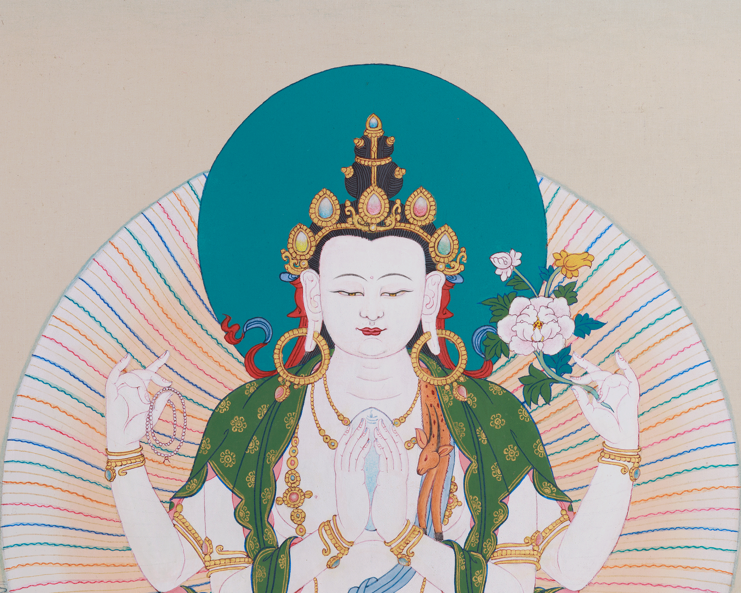 Traditional Handmade Chenrezig Thangka | Bodhisattva of Compassion and Healing