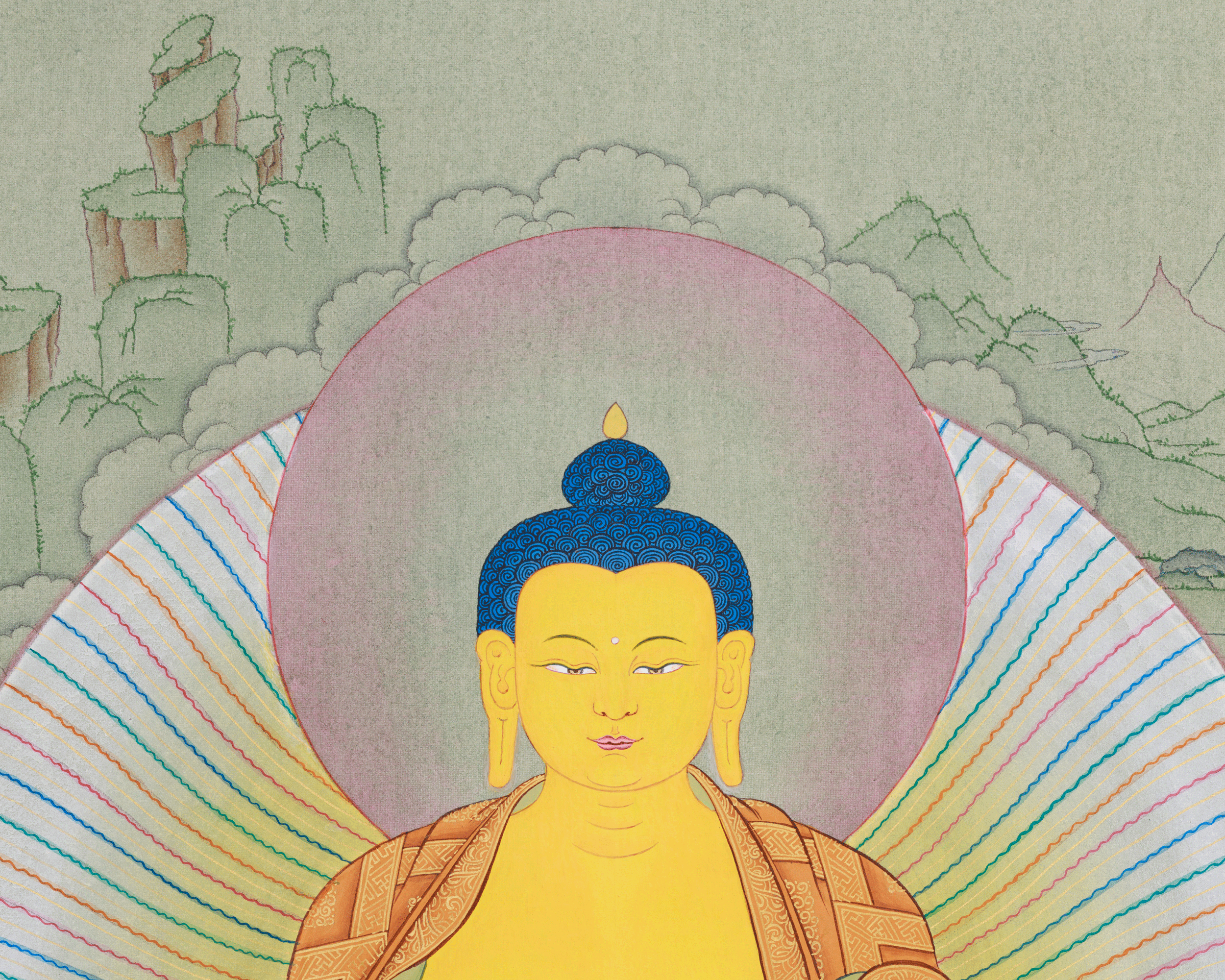 Traditional Gautam Buddha Thangka Painting |  Enlightened Buddha, Shakyamuni