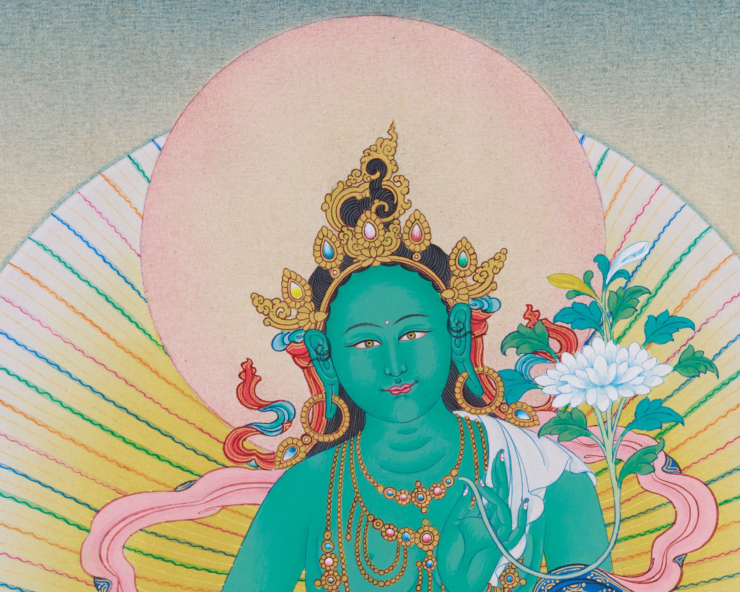 Female Bodhisattva Green Tara Thangka | Mother of Liberation