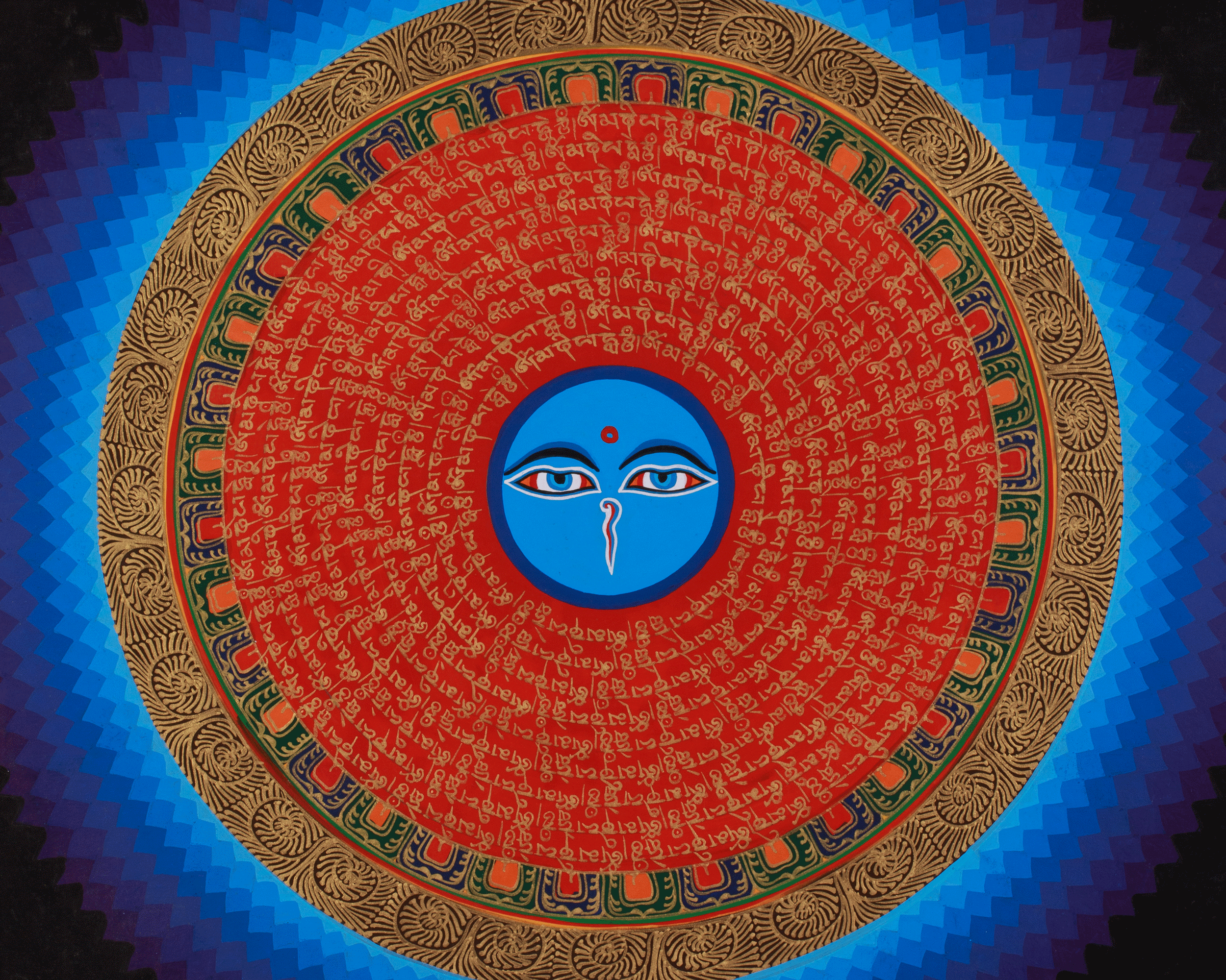 Buddhist Thangka of Mantra Mandala | Sacred Wall Hanging Art