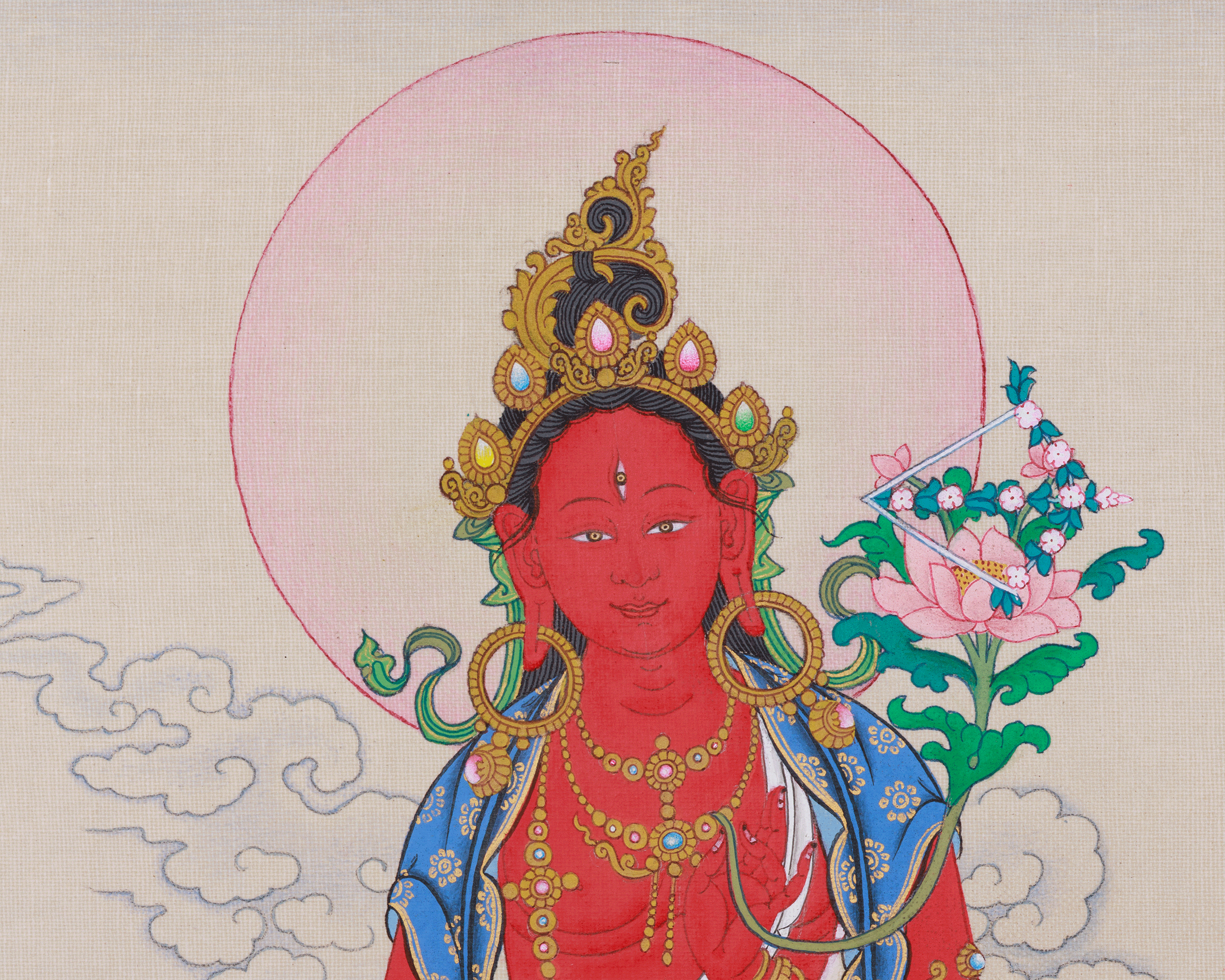 Original Hand-Painted Red Tara Dakini Thangka | Goddess of Power and Magnetism