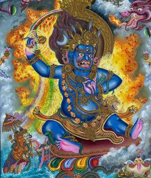 Tibetan Buddhism Vajrapani Thangka Print | Spiritual Room Decor