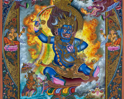 Tibetan Buddhism Vajrapani Thangka Print | Spiritual Room Decor