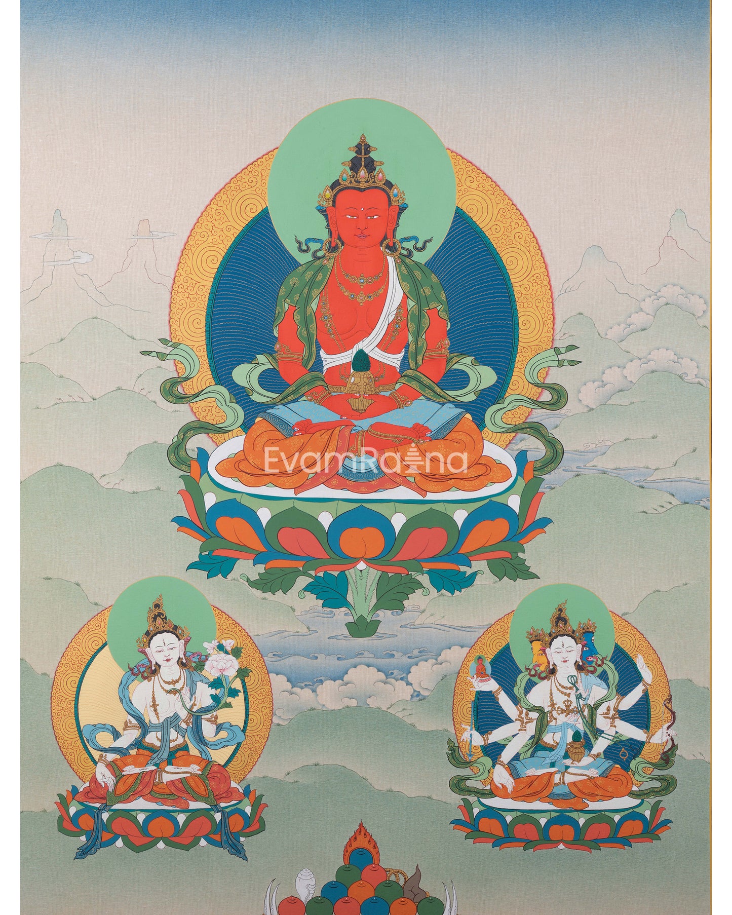 Divine Form of Manjushree Thangka Print | Boddhisattva Of Wisdom | Digital Prints