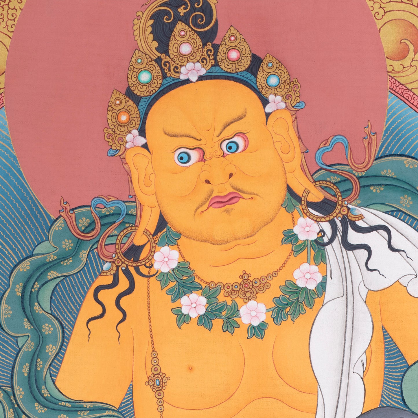 Dzambhala Thangka Print | The Wealth Deity Digital Print | Tibetan Buddhist Art