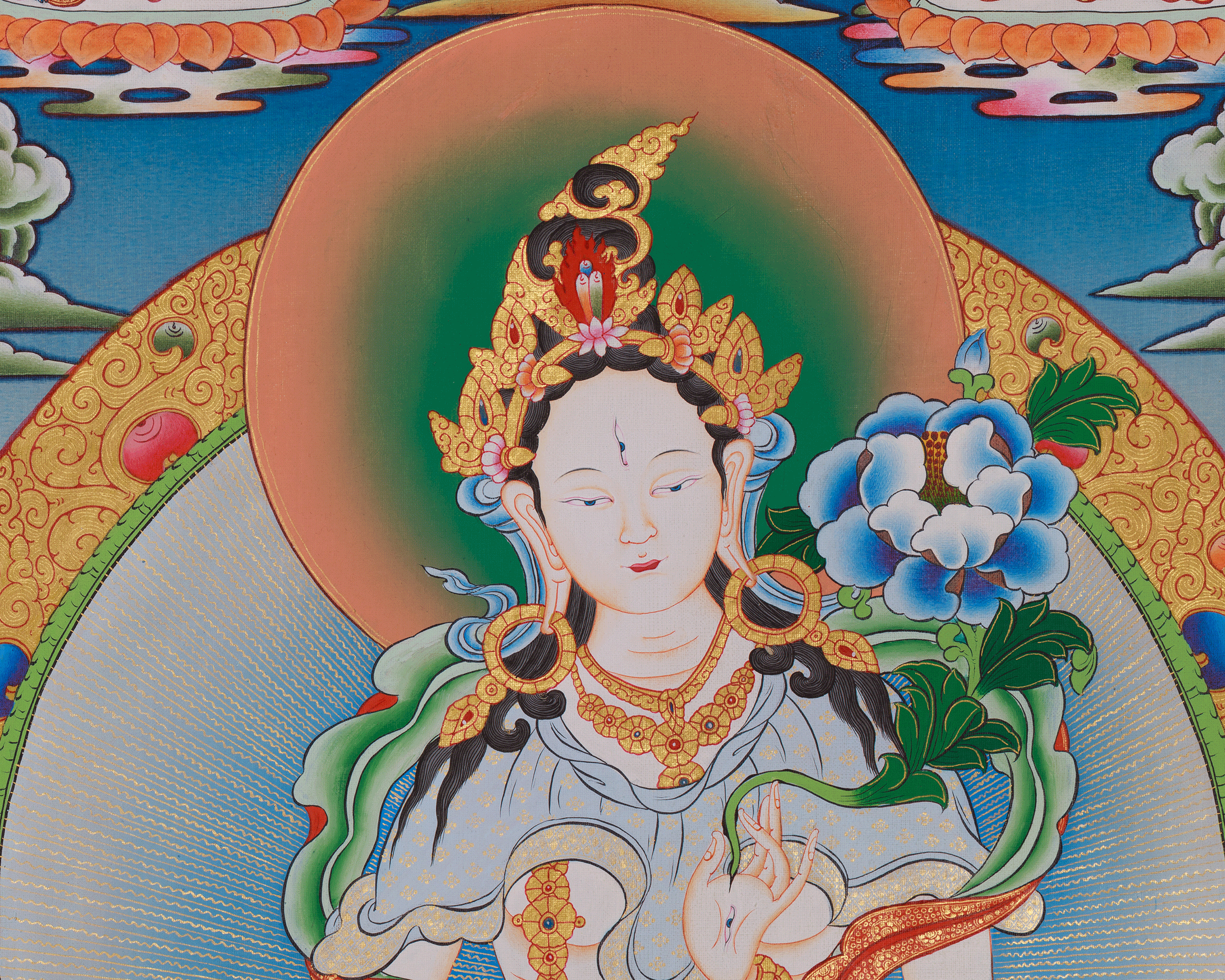 Sacred Thangka of White Tara | Revered Female Buddha In  Vajrayana Buddhism