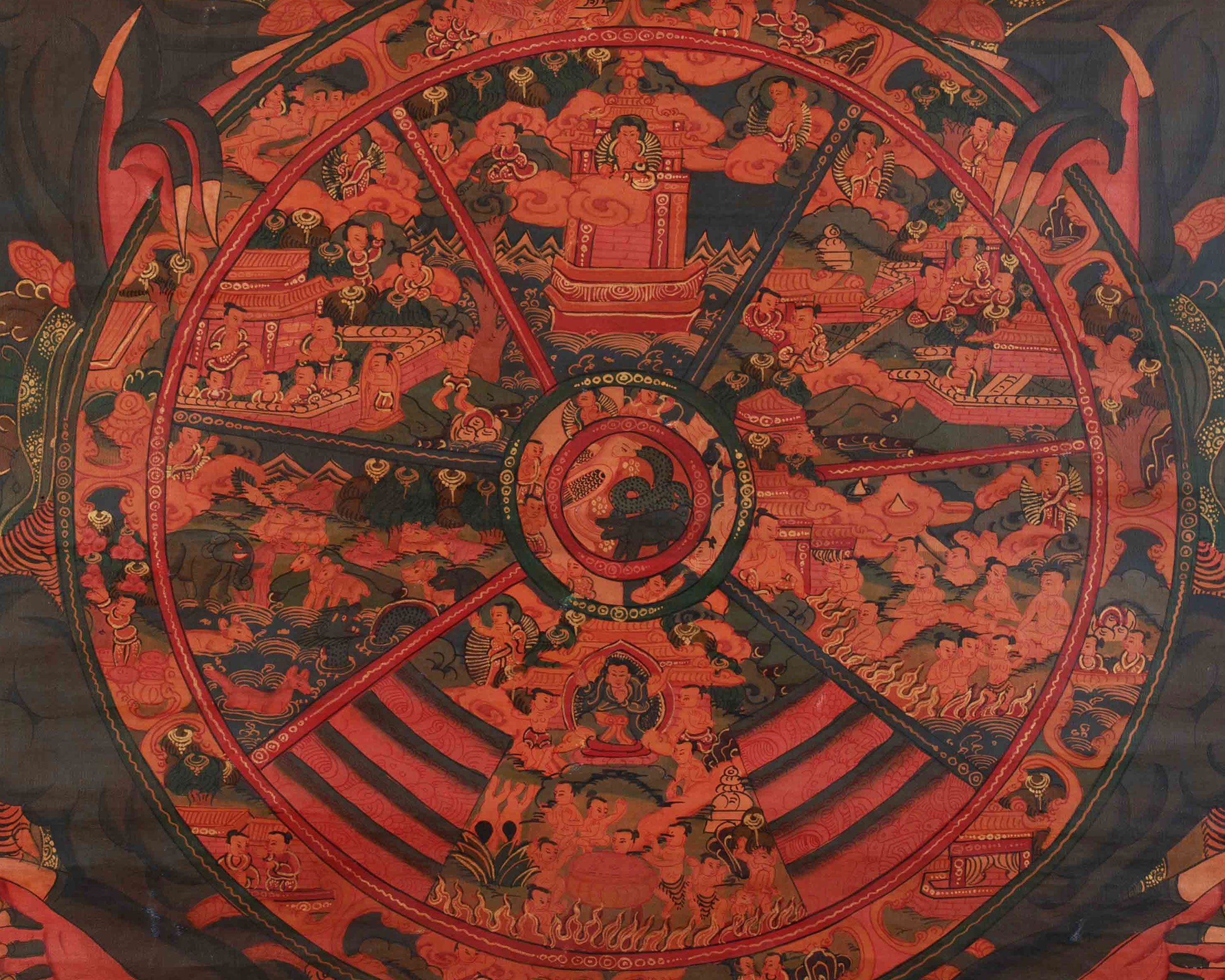 Bhavachakra Meditation Mandala | The Six Realms, Three Poisons, and Twelve Links