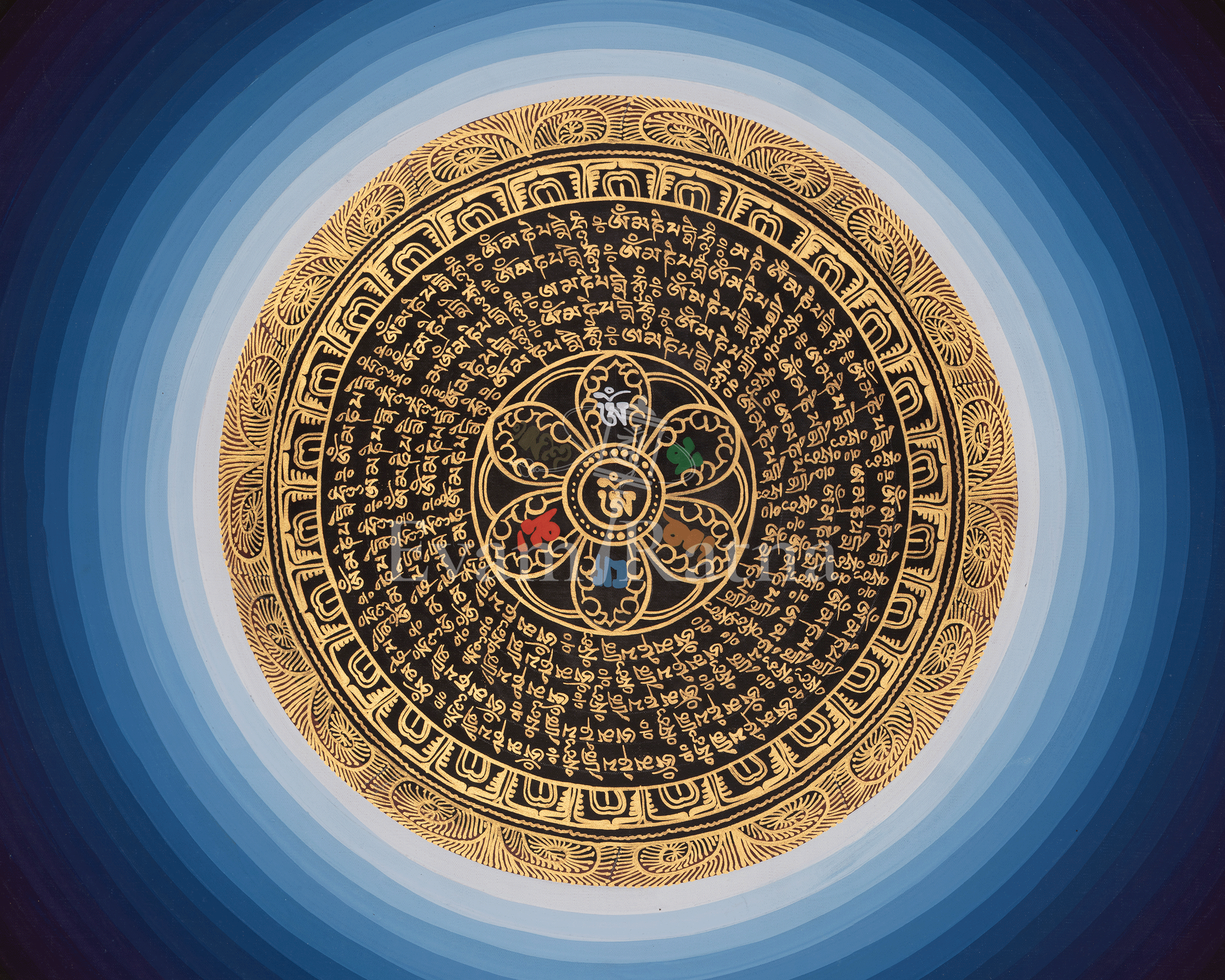 Mantra Mandala Buddhist Thangka | Sacred Mantra Visualization Artwork