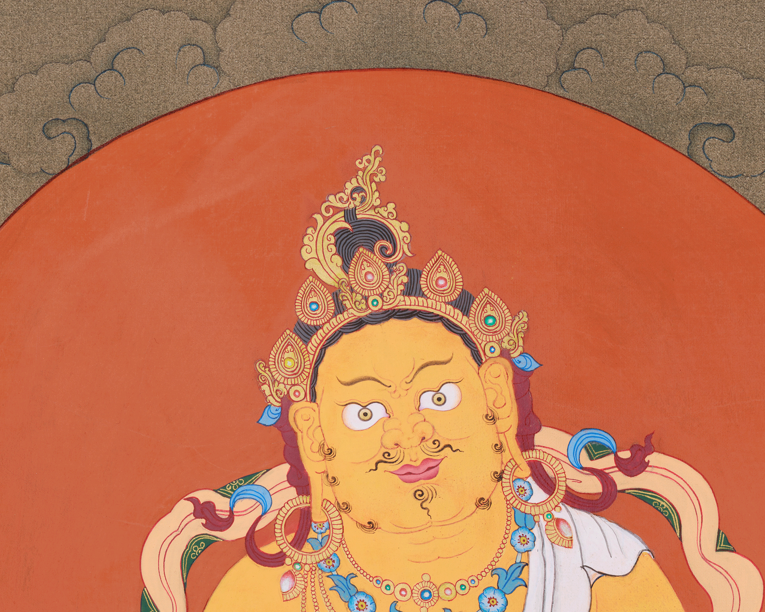 Exquisite Sacred Thangka of Dzambhala | Spiritual Generosity and Protection