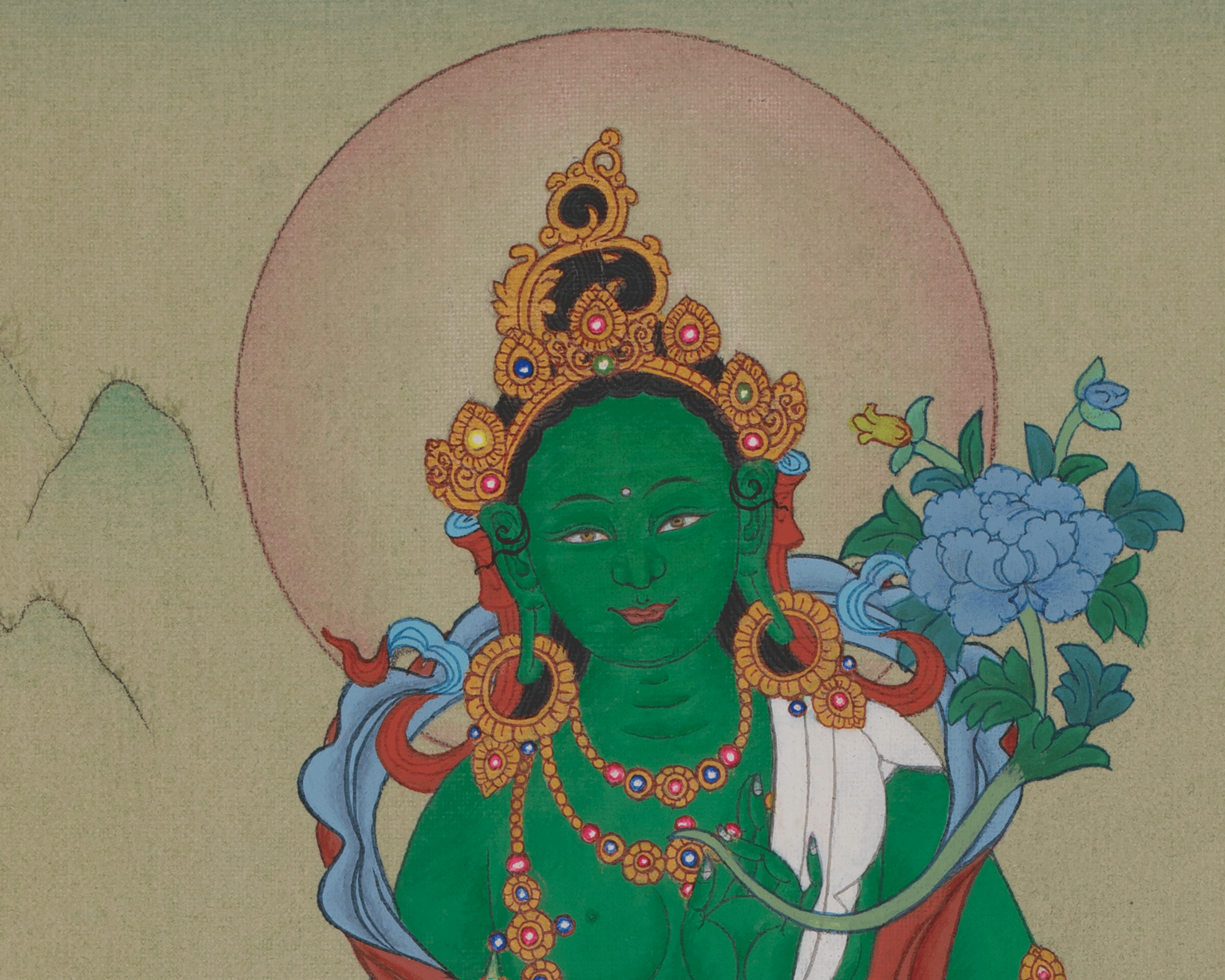 Green Tara Sacred Thangka | Mother of Liberation | Thangka Painting | Himalayan Art