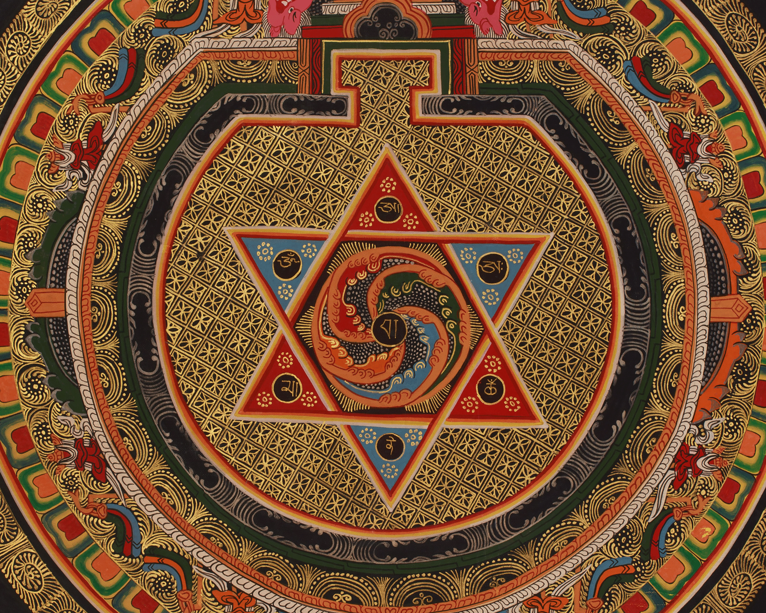 Tibetan Artwork of Mantra Mandala | Meditation Altar