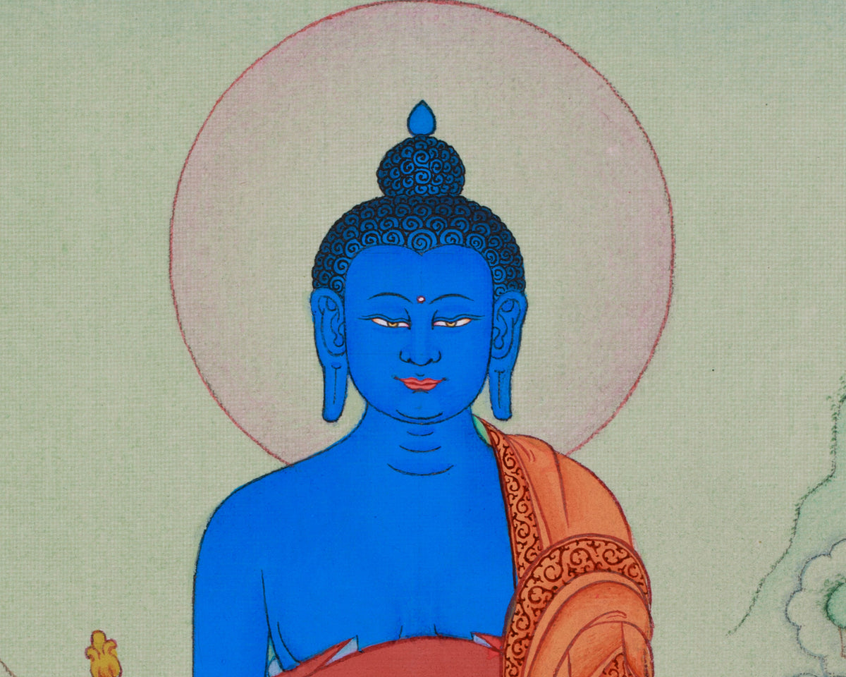 Sacred Thangka of Medicine Buddha |A Divine Representation of Healing
