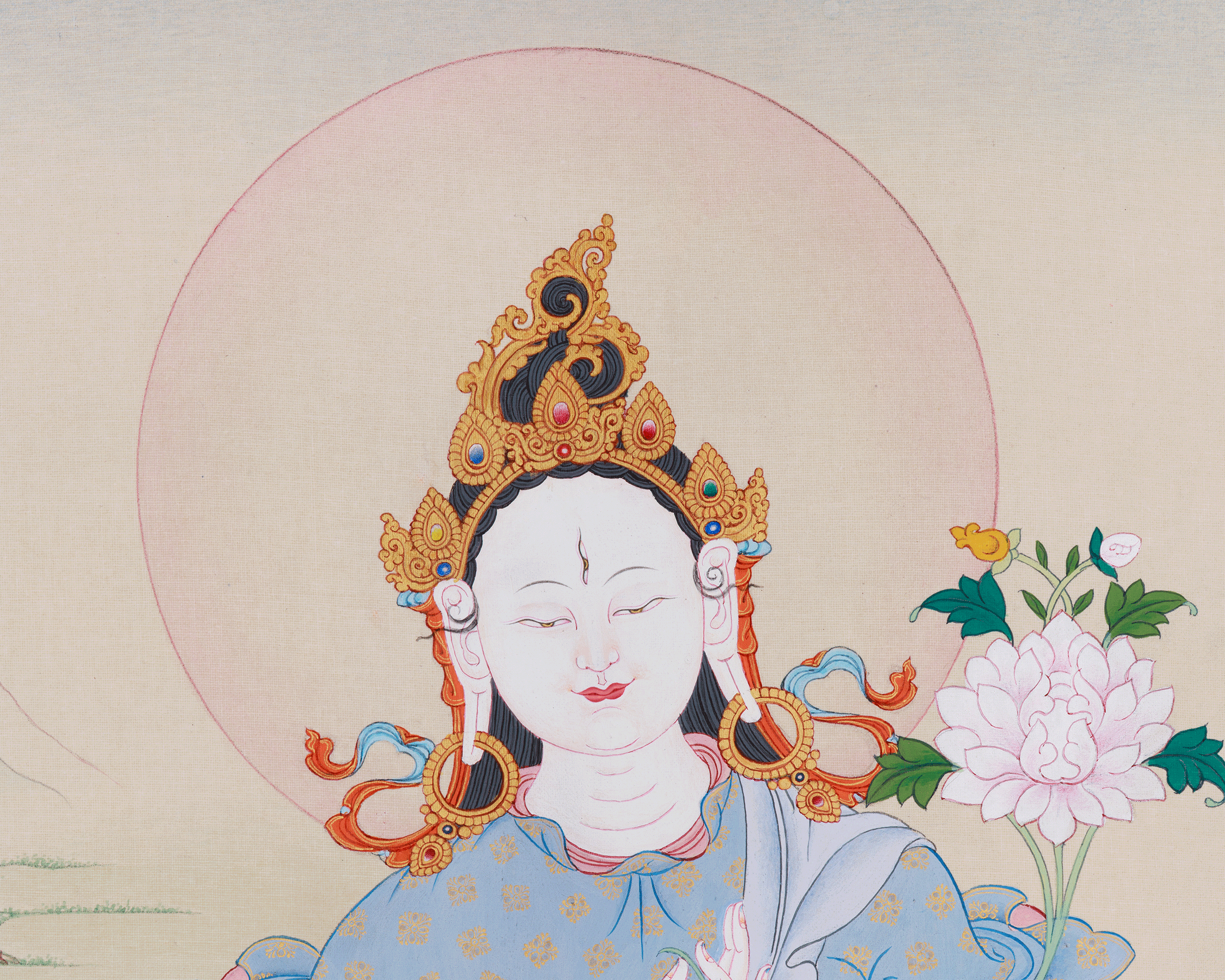 Healing Bodhisattva White Tara | A Divine Thangka of Compassion and Lifelong Wellness