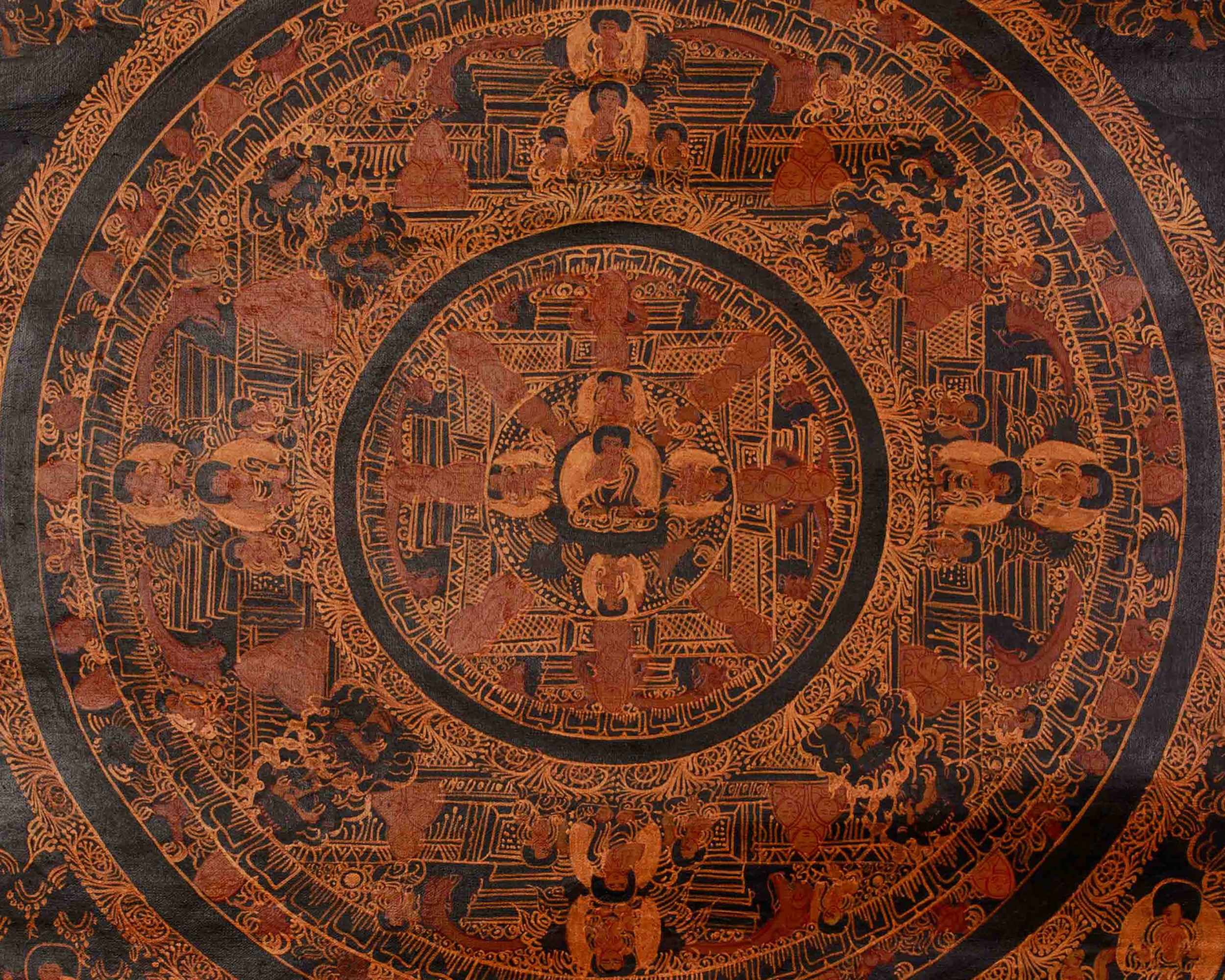 Buddha Mandala Spiritual Thangka | Tibetan Buddhist Meditation Art | Sacred Wall Decor