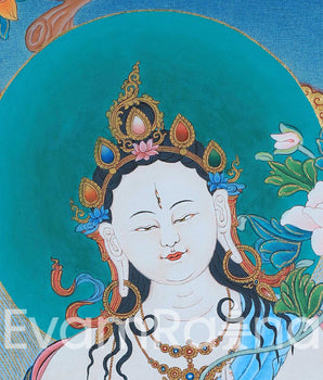 The Spiritual Elegance of White Tara | Goddess of Longevity | Traditional Hand painted Thangka