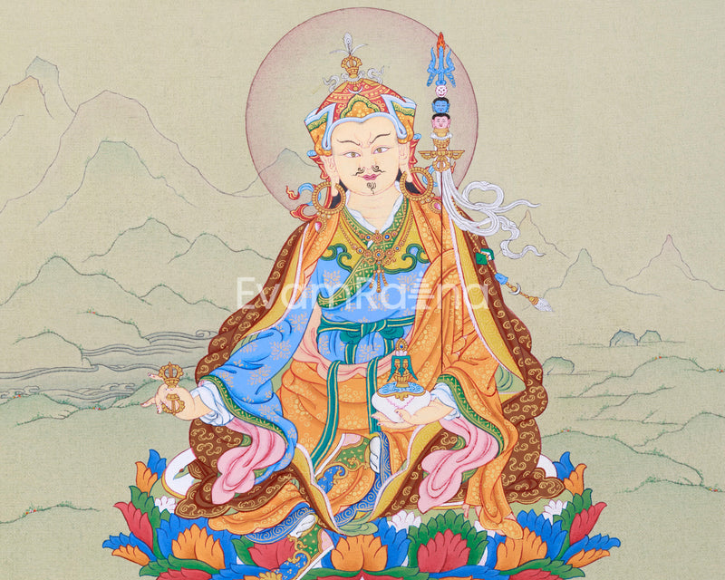 Traditional Art Of Guru Padmasambhava | Tibetan Thangka Painting | The Lotus Born Master