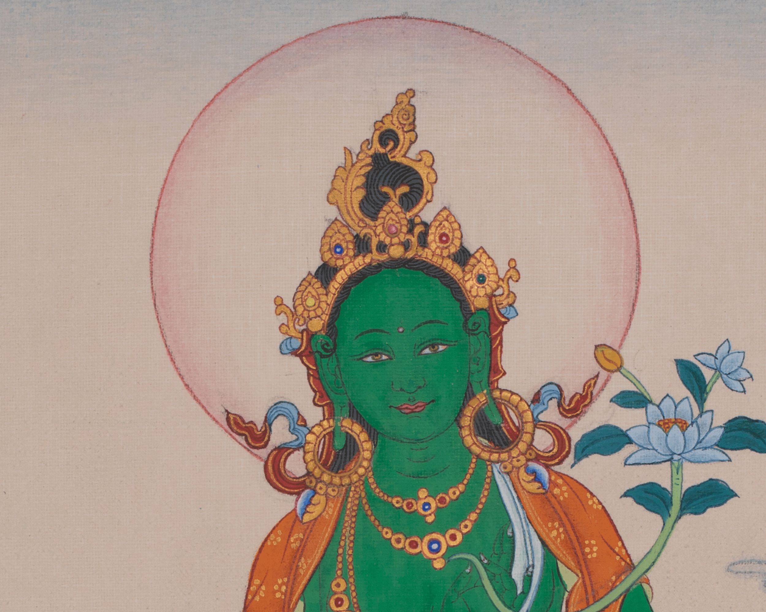 Goddess Shyama Tara Thangka | Green Tara Artwork of Compassion and Protection