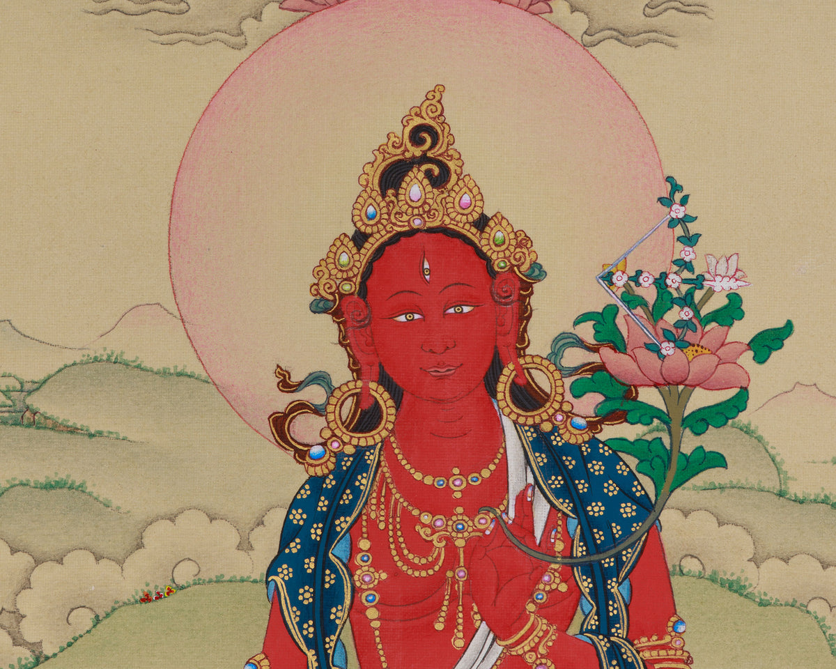 Traditional Thangka of Red Tara | A Symbol of Compassion and Power