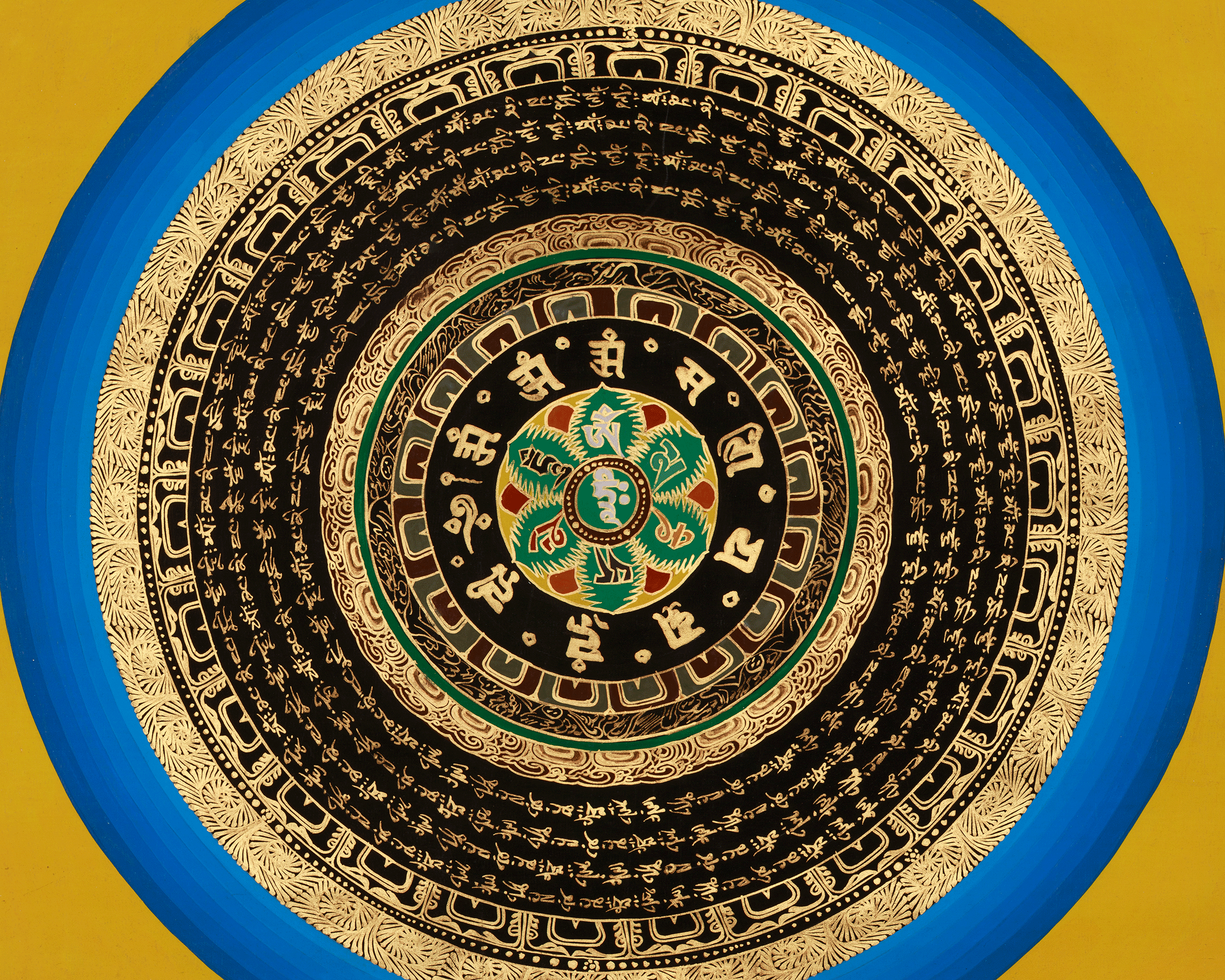Sacred Mantra Mandala Art | Tibetan Buddhist Thangka Painting