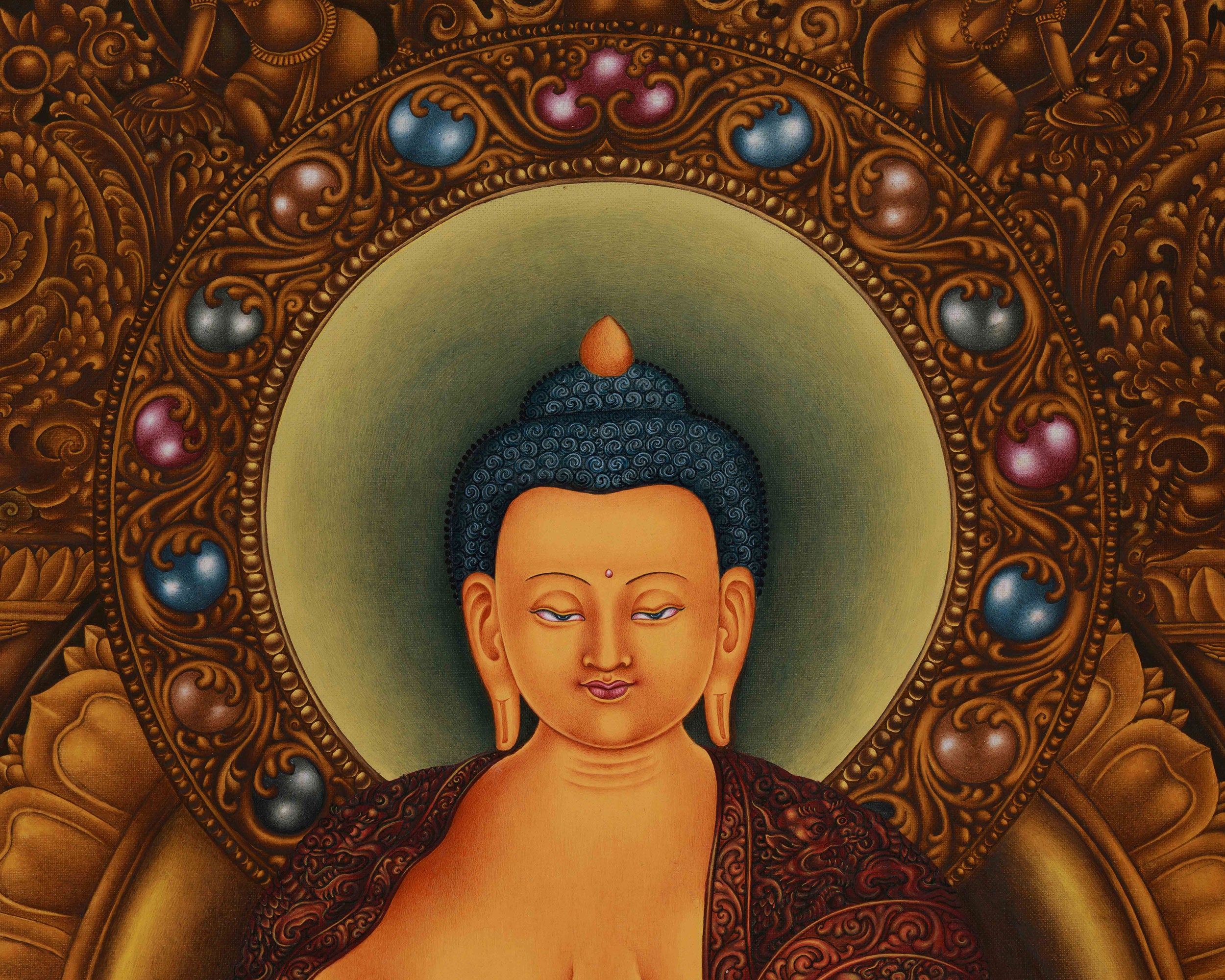 Majestic Gotama Buddha Artwork | Realistic Paubha Style Buddha