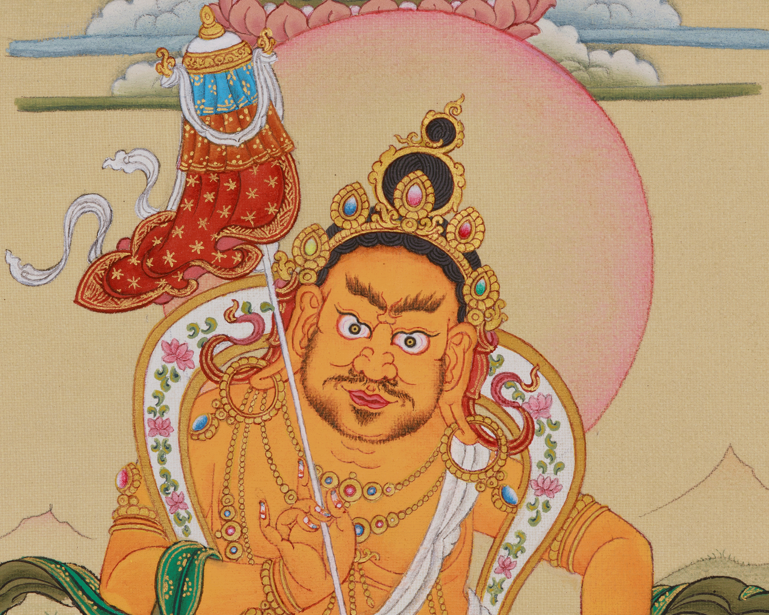 Traditional Thangka of Namtoshe with Ratnasambhava | A Sacred Representation of Abundance
