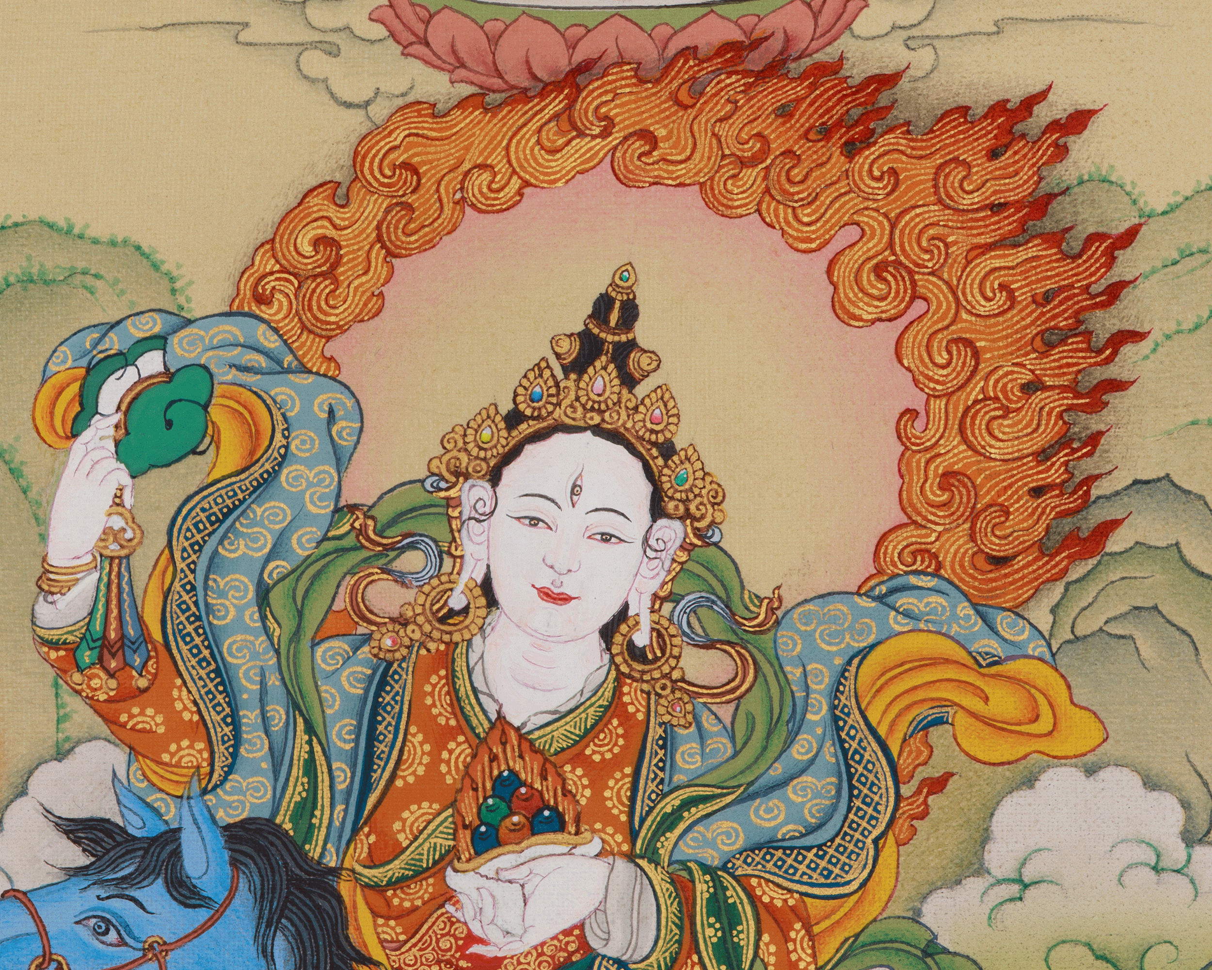 Achi Chokyi Drolma with Jigten Sumgon Thangka | The Protector Deity and Revered Teacher